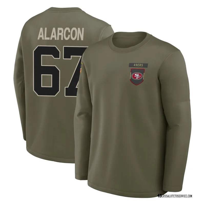 Youth Isaac Alarcon San Francisco 49ers Olive 2025 Salute to Service Sideline Coaches Long Sleeve T-Shirt
