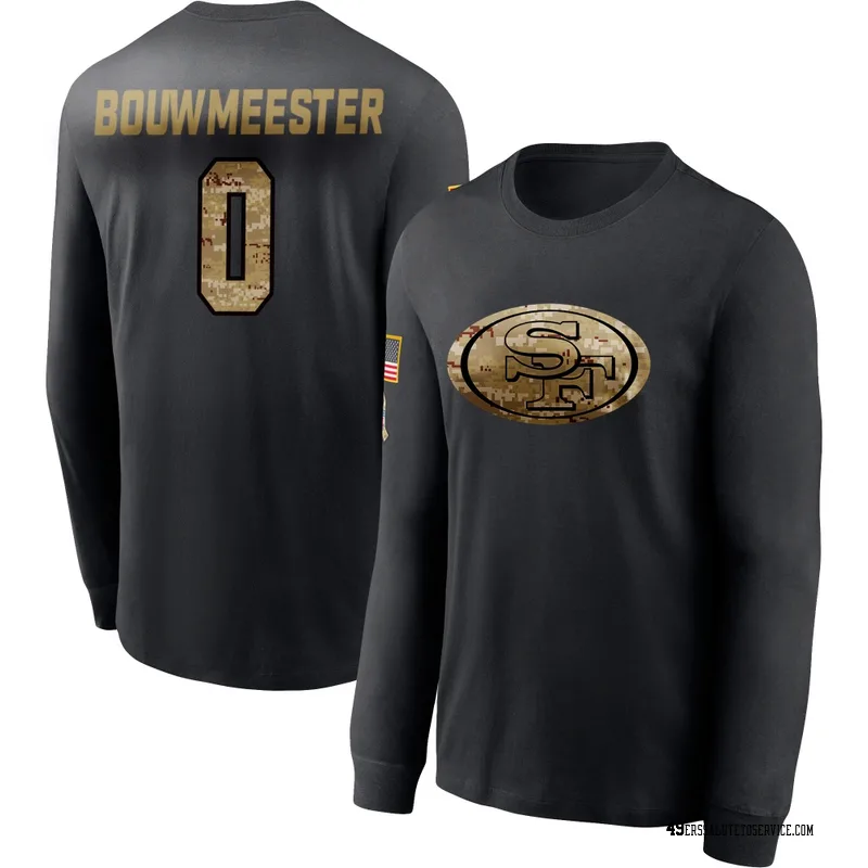 Youth Jack Bouwmeester San Francisco 49ers Black 2020 Salute To Service Sideline Performance Long Sleeve T-Shirt