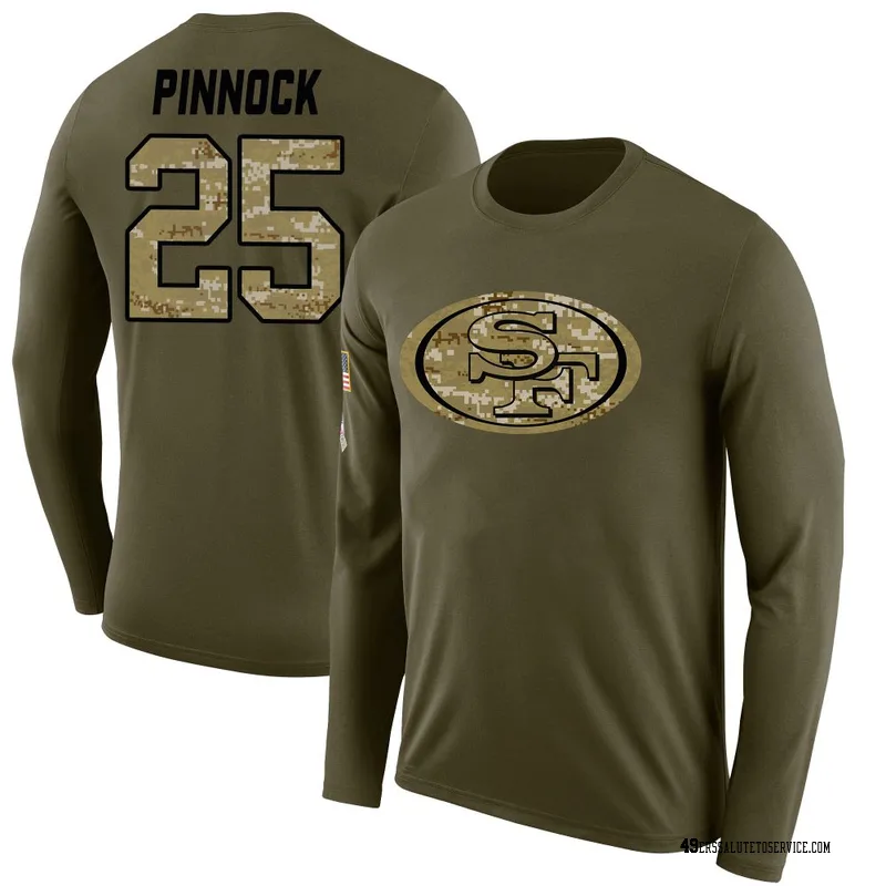 Youth Jason Pinnock San Francisco 49ers Legend Olive Salute to Service Sideline Long Sleeve T-Shirt