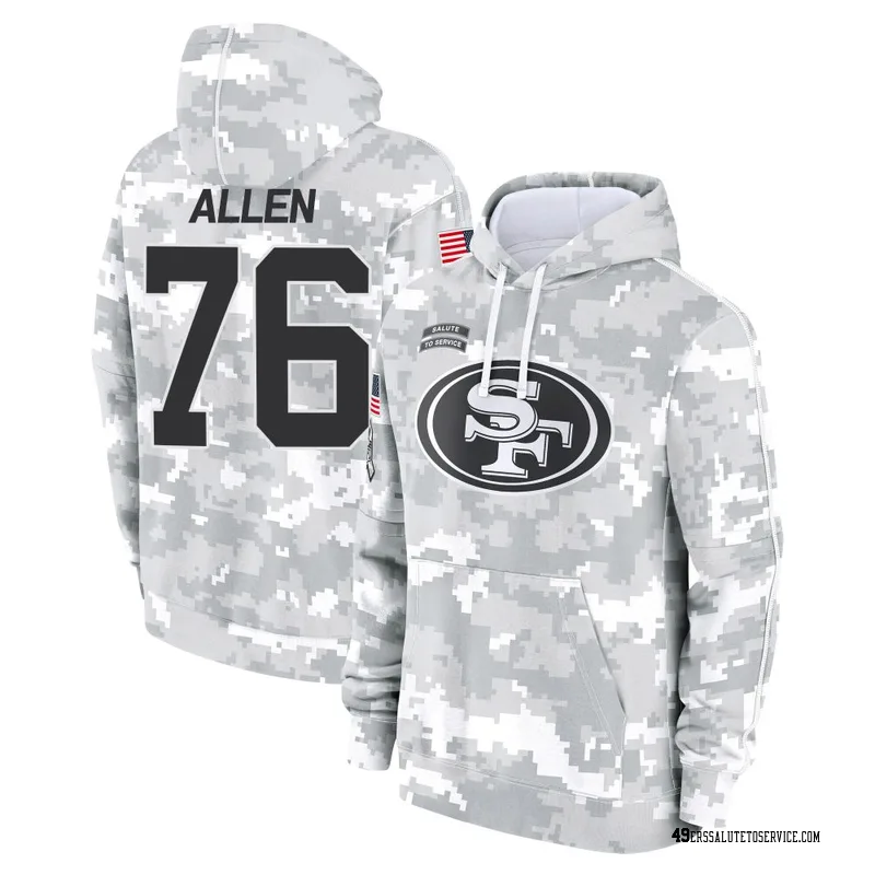 Youth Jaylon Allen San Francisco 49ers Camo Arctic 2024 Salute to Service Club Fleece Pullover Hoodie