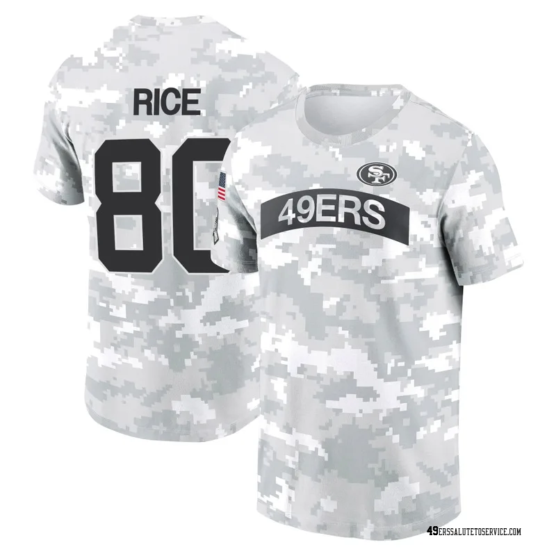 Youth Jerry Rice San Francisco 49ers Camo Arctic 2024 Salute to Service Performance T-Shirt