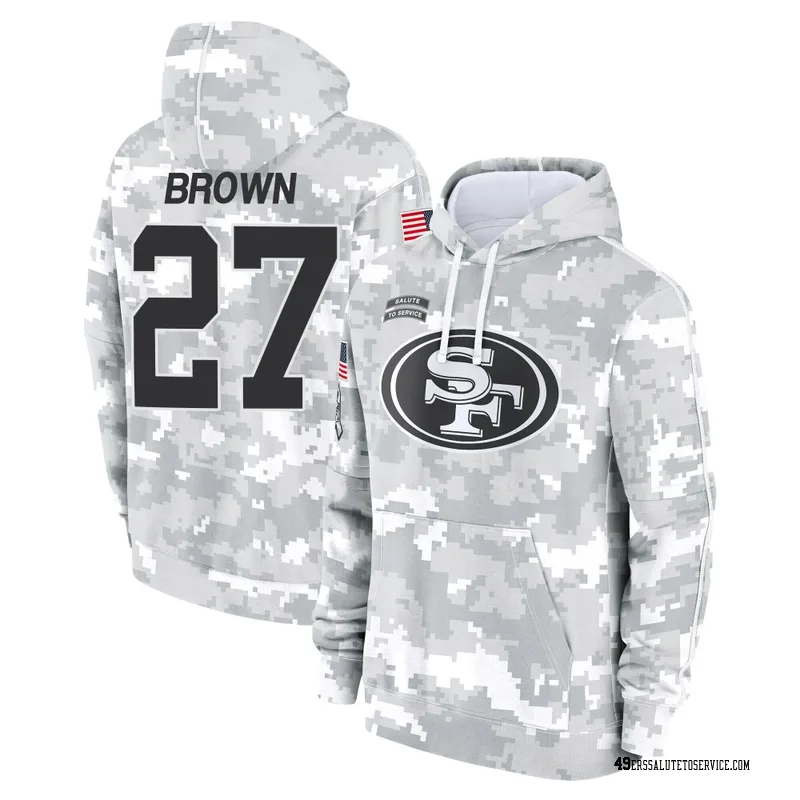 Youth Ji'Ayir Brown San Francisco 49ers Camo Arctic 2024 Salute to Service Club Fleece Pullover Hoodie