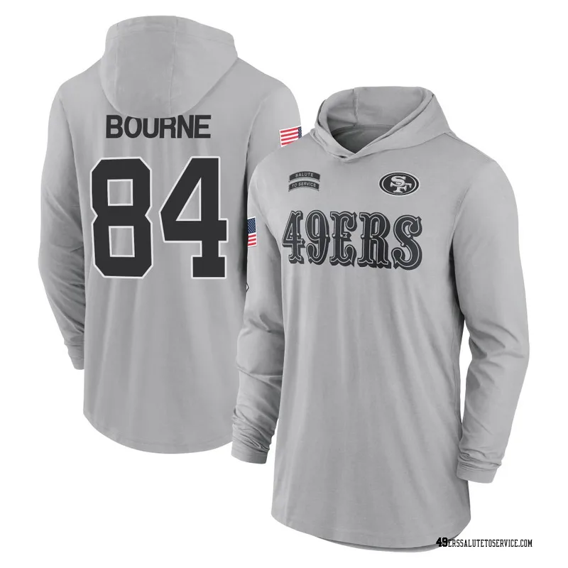 Youth Kendrick Bourne San Francisco 49ers Gray 2024 Salute to Service Lightweight Performance Long Sleeve Hooded T-Shirt