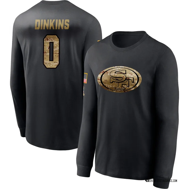 Youth Khalil Dinkins San Francisco 49ers Black 2020 Salute To Service Sideline Performance Long Sleeve T-Shirt