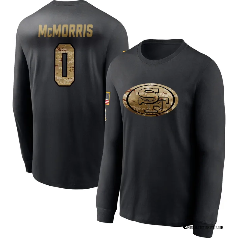 Youth Patrick McMorris San Francisco 49ers Black 2020 Salute To Service Sideline Performance Long Sleeve T-Shirt