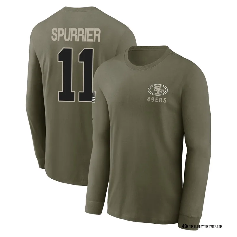 Youth Steve Spurrier San Francisco 49ers Olive 2025 Salute to Service Sideline Long Sleeve T-Shirt