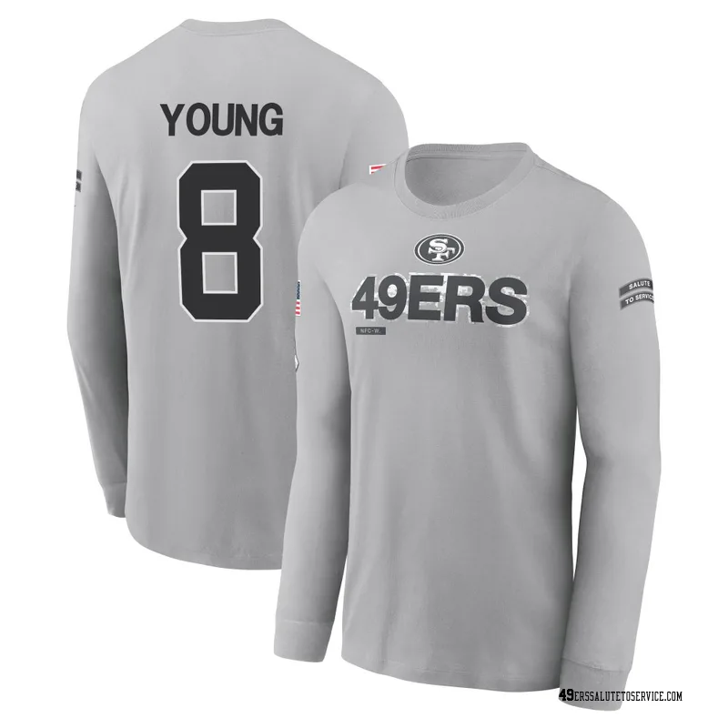 Youth Steve Young San Francisco 49ers Gray 2024 Salute to Service Long Sleeve T-Shirt