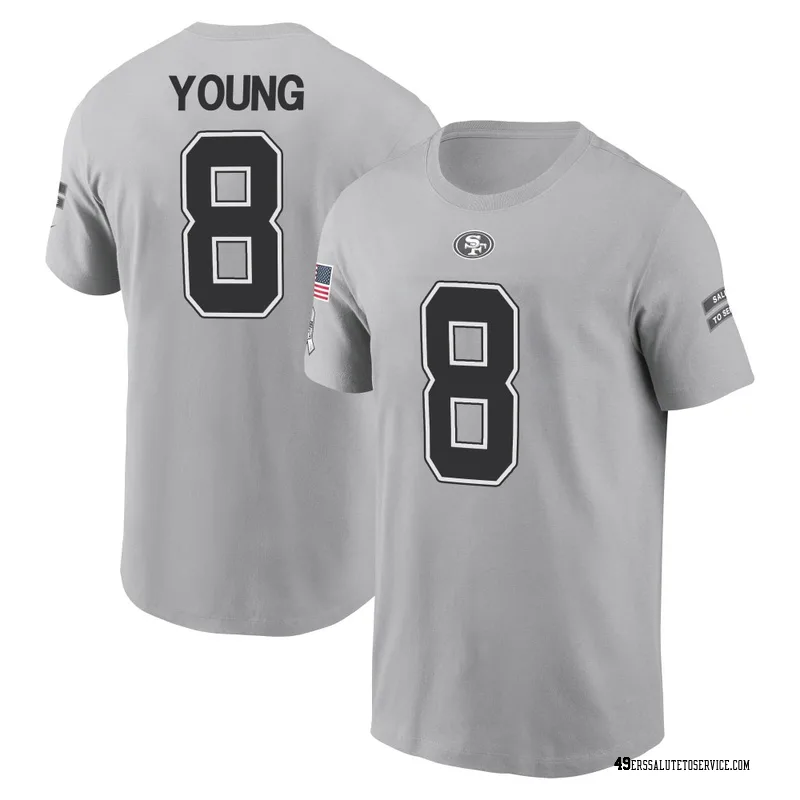 Youth Steve Young San Francisco 49ers Gray 2024 Salute to Service Name & Number T-Shirt