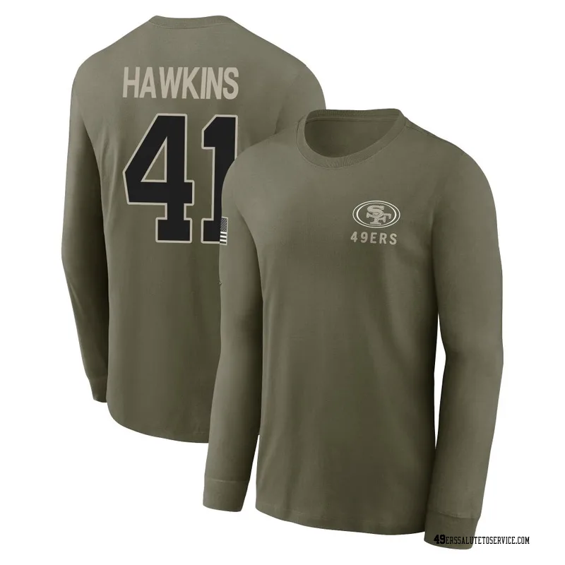 Youth Tayler Hawkins San Francisco 49ers Olive 2025 Salute to Service Sideline Long Sleeve T-Shirt