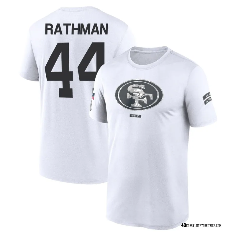 Youth Tom Rathman San Francisco 49ers Legend White 2024 Salute to Service Performance T-Shirt