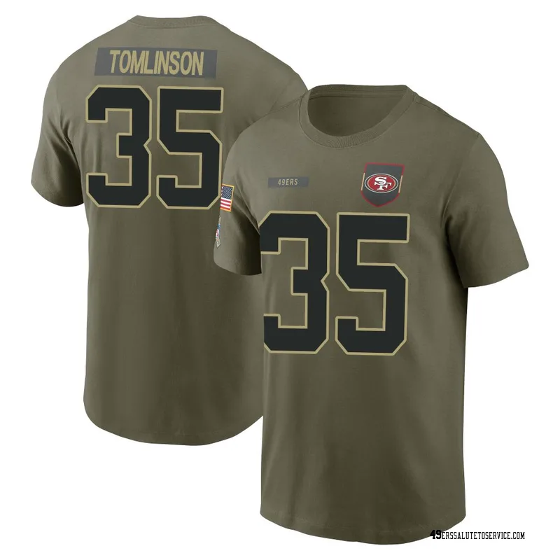 Youth Tre Tomlinson San Francisco 49ers Olive 2025 Salute to Service Name & Number T-Shirt