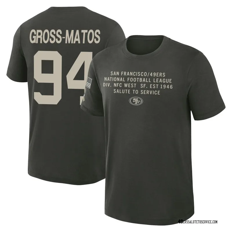 Youth Yetur Gross-Matos San Francisco 49ers Green Dark/ 2025 Salute to Service Sideline Slub T-Shirt