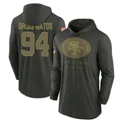 Youth Yetur Gross-Matos San Francisco 49ers Green Forest/ 2025 Salute to Service Sideline Lightweight Hooded Pullover Long Sleev