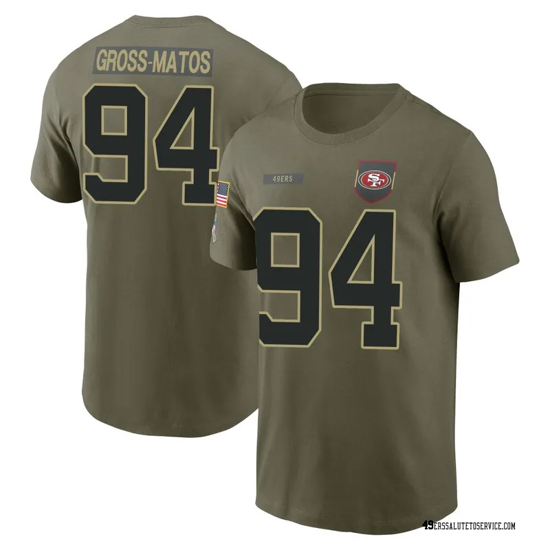 Youth Yetur Gross-Matos San Francisco 49ers Olive 2025 Salute to Service Name & Number T-Shirt